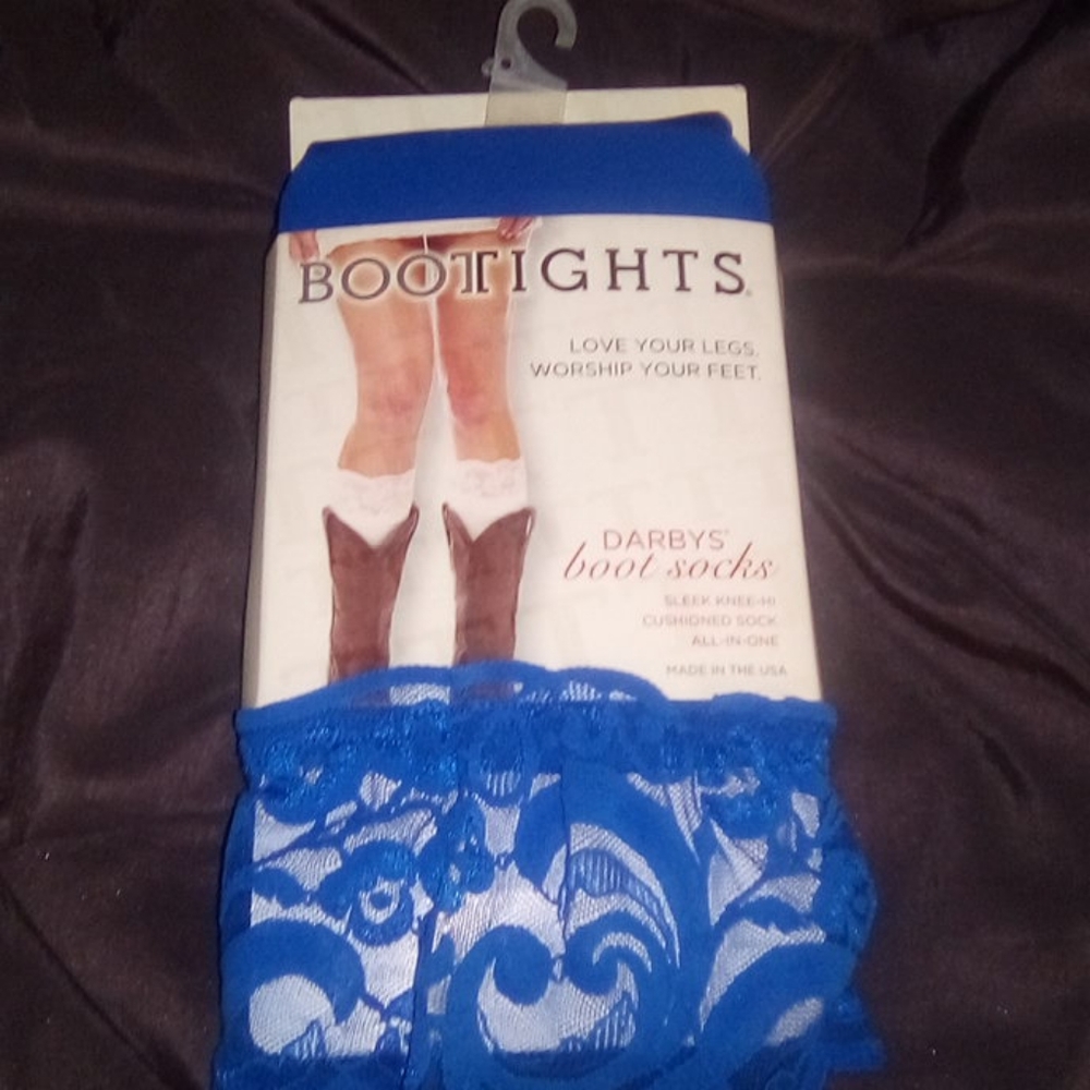 NWOT Opaque Knee High Boot Socks With Lace Accents